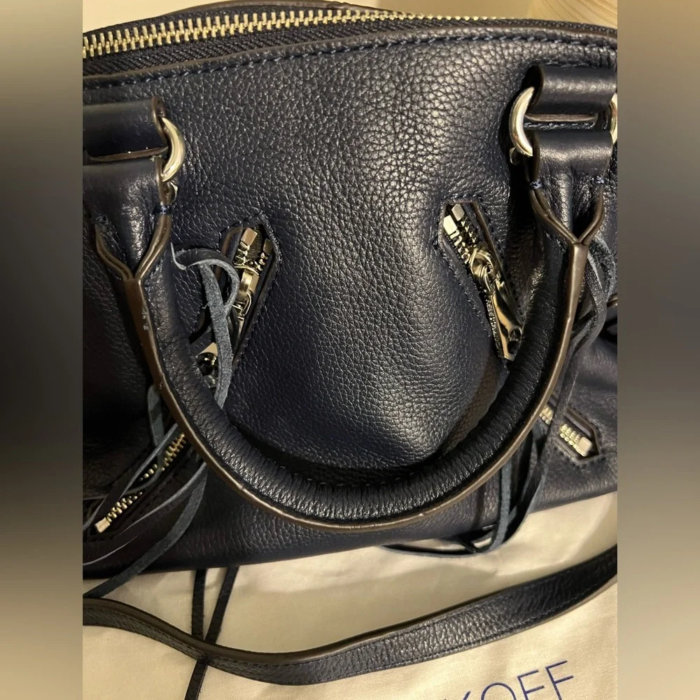 Rebecca Minkoff Navy Leather Satchel with Crossbody Strap